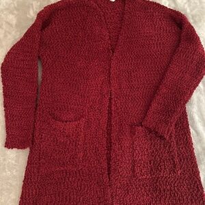 EUC BURGUNDY CARDIGAN SZ XL POPCIRN KNIT